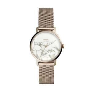 Fossil ES4404 Women's Neely White Marble Stainless Steel Mesh Watch